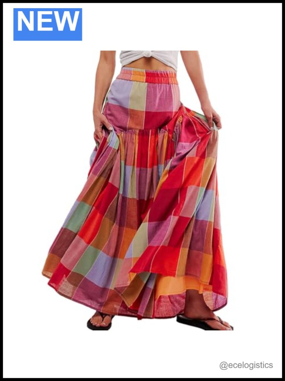 Women's High Waisted Maxi Skirt Boho Pleated Tiered Summer Long Skirt